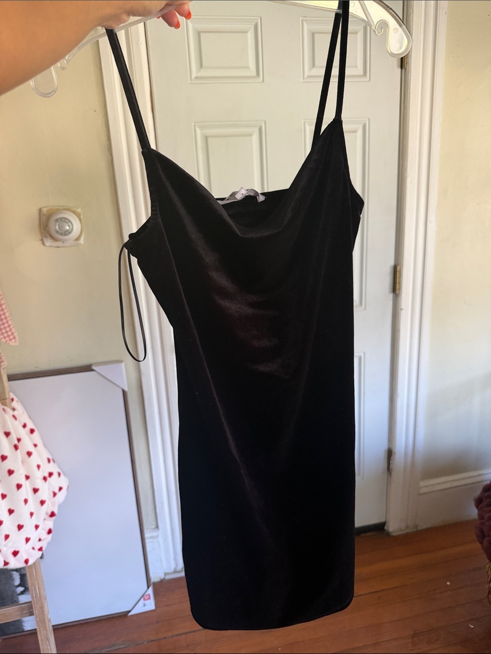 Hippie Rose Black Velvet Cowl Mini Dress